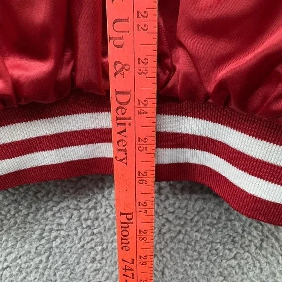 Ohio State Buckeyes Jacket Mens XL Red Satin Snap Bomber NCAA College Football